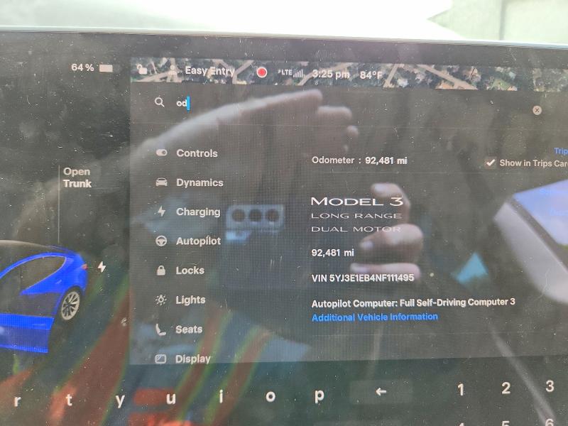 48608126 :رقم المزاد ، 5YJ3E1EB4NF111495 vin ، 2022 Tesla Model 3 مزاد بيع
