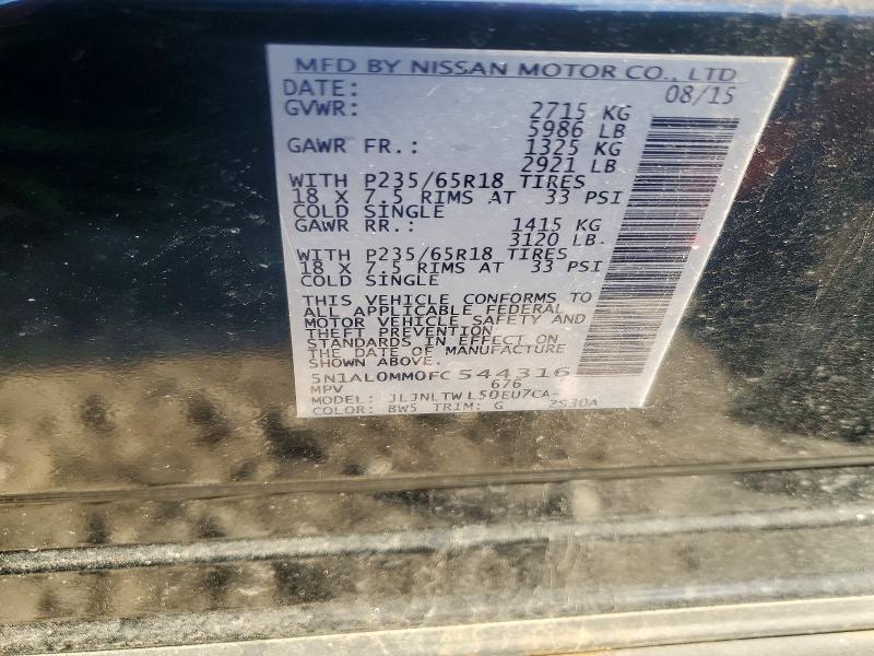Aukcja sprzedaży 2015 Infiniti Qx60, vin: 5N1AL0MM0FC544316, numer aukcji: 49874136