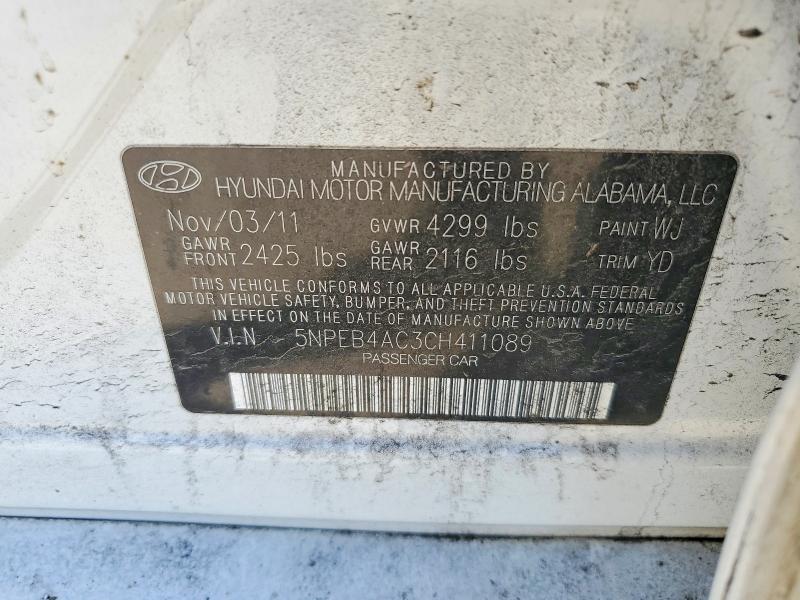 Продаж на аукціоні авто 2012 Hyundai Sonata, vin: 5NPEB4AC3CH411089, номер лоту: 49242906