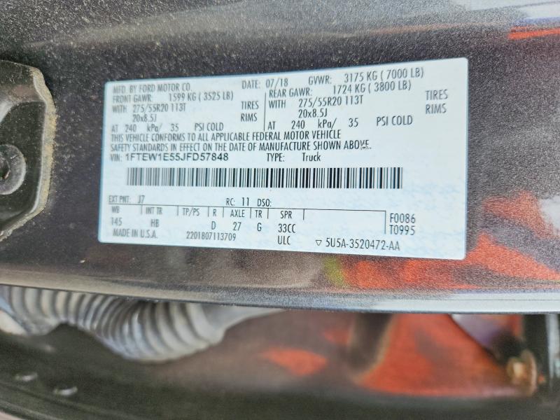 47088406 :رقم المزاد ، 1FTEW1E55JFD57848 vin ، 2018 Ford F150 مزاد بيع