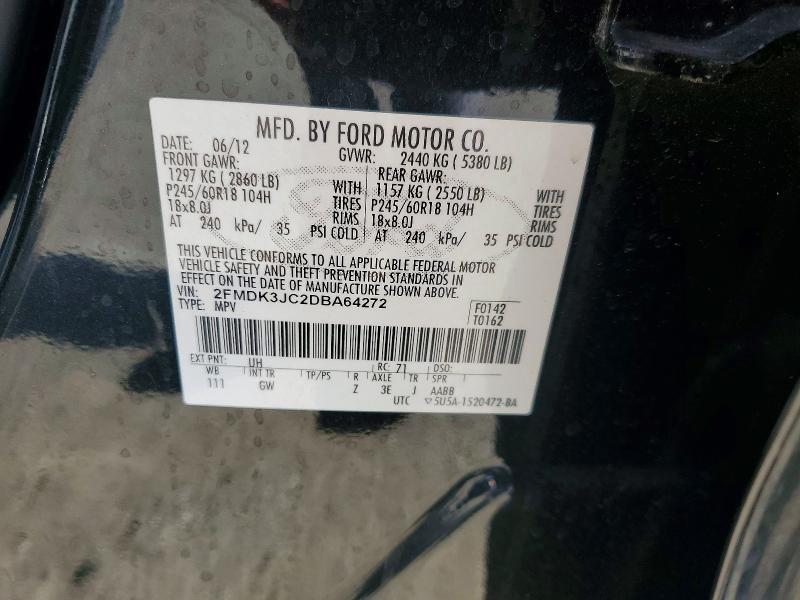2013 Ford Edge მანქანა იყიდება აუქციონზე, vin: 2FMDK3JC2DBA64272, აუქციონის ნომერი: 51902936