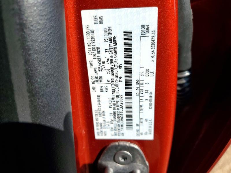 Aukcja sprzedaży 2020 Ford Escape, vin: 1FMCU9G61LUA98027, numer aukcji: 51004616
