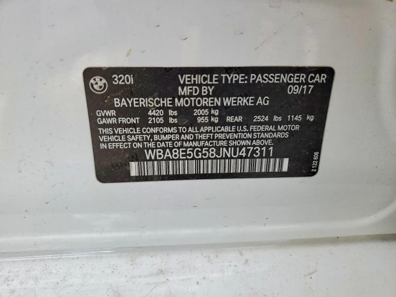 Продаж на аукціоні авто 2018 Bmw 320, vin: WBA8E5G58JNU47311, номер лоту: 49922916
