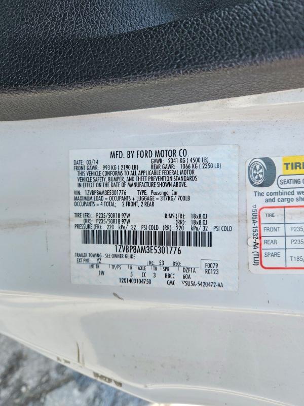 2014 Ford Mustang მანქანა იყიდება აუქციონზე, vin: 1ZVBP8AM3E5301776, აუქციონის ნომერი: 51838866