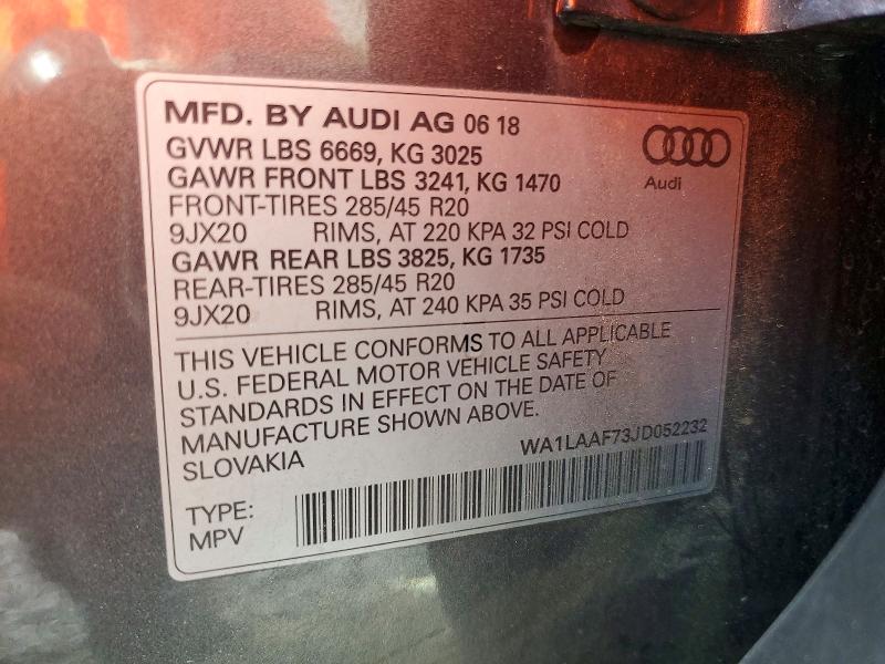 Aukcja sprzedaży 2018 Audi Q7, vin: WA1LAAF73JD052232, numer aukcji: 46540736