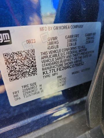 Aukcja sprzedaży 2024 Chevrolet Trax, vin: KL77LFE26RC076852, numer aukcji: 48891196