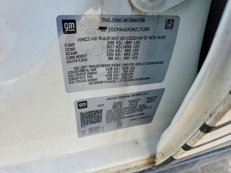 Aukcja sprzedaży 2024 Chevrolet Silverado, vin: 1GCPAAEK0RZ171366, numer aukcji: 48773066