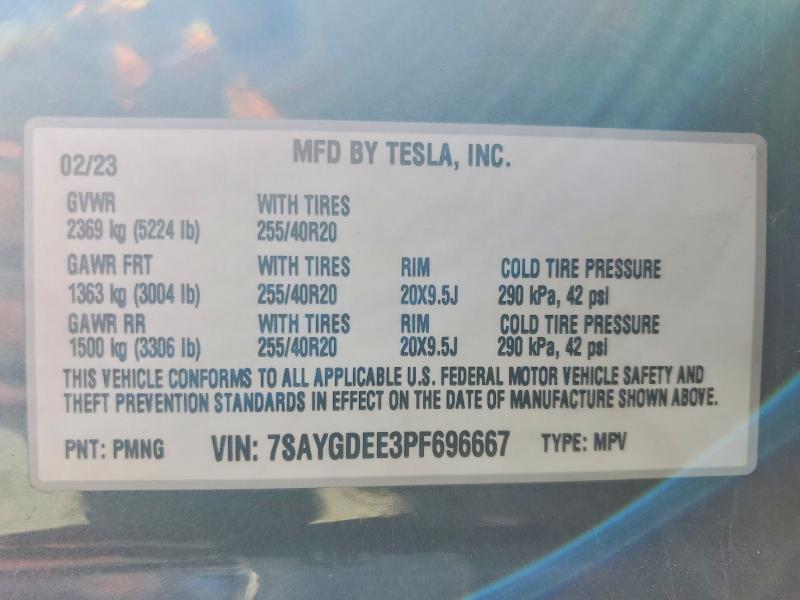 Продаж на аукціоні авто 2023 Tesla Model Y, vin: 7SAYGDEE3PF696667, номер лоту: 48089586