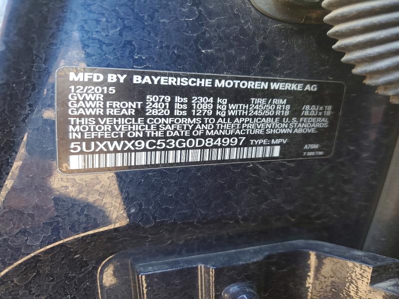 Aukcja sprzedaży 2016 Bmw X3, vin: 5UXWX9C53G0D84997, numer aukcji: 49954686