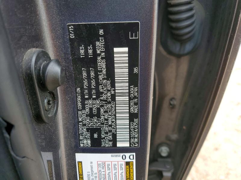 50627176 :رقم المزاد ، JTEZU5JR7F5096402 vin ، 2015 Toyota 4runner مزاد بيع