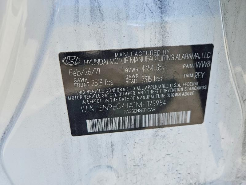 Auction sale of the 2021 Hyundai Sonata, vin: 5NPEG4JA1MH125954, lot number: 51327616