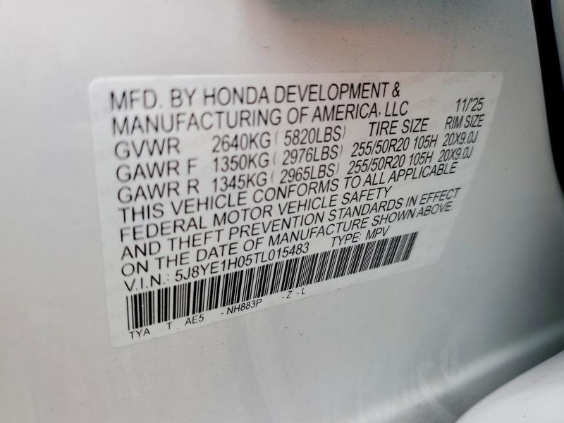 2026 Acura Mdx მანქანა იყიდება აუქციონზე, vin: 5J8YE1H05TL015483, აუქციონის ნომერი: 50361086