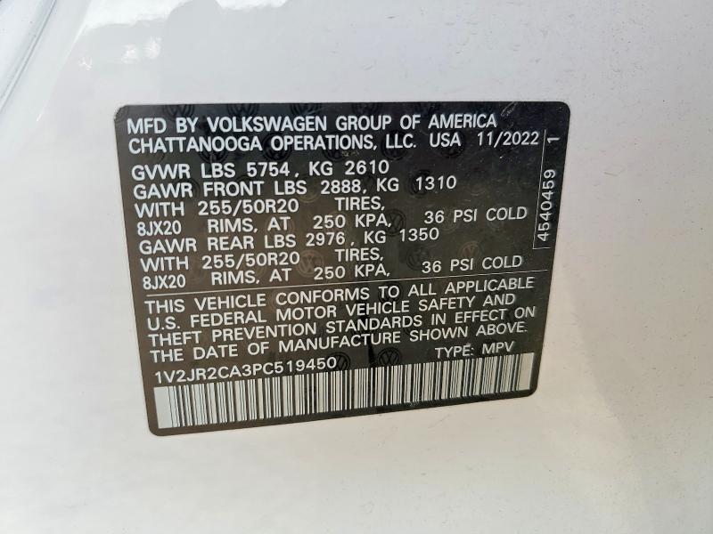 Продаж на аукціоні авто 2023 Volkswagen Atlas, vin: 1V2JR2CA3PC519450, номер лоту: 47505856