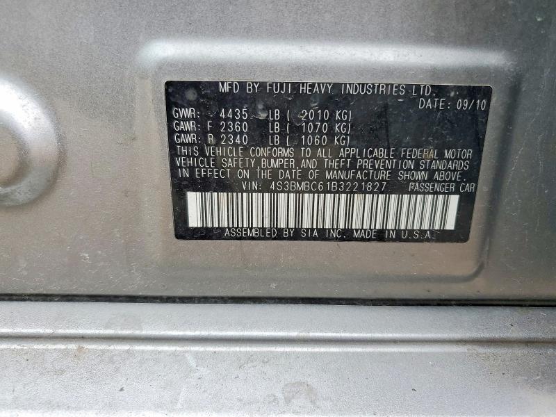 Aukcja sprzedaży 2011 Subaru Legacy, vin: 4S3BMBC61B3221827, numer aukcji: 49005266