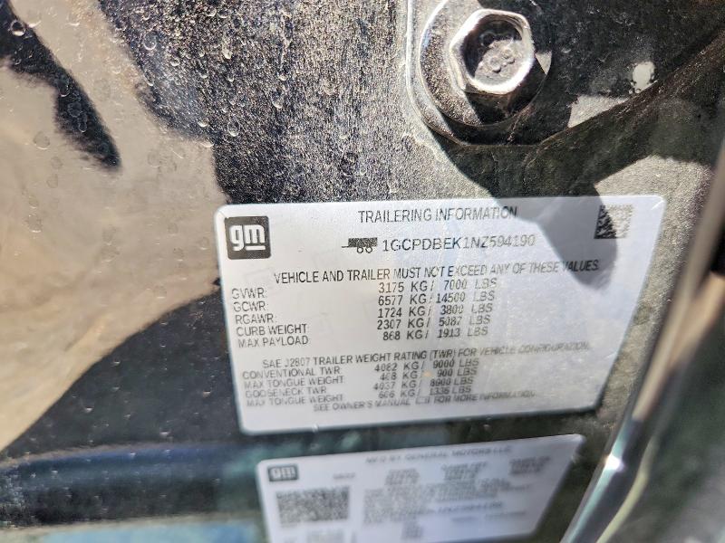 Продажа на аукционе авто 2022 Chevrolet Silverado, vin: 1GCPDBEK1NZ594190, номер лота: 49554646
