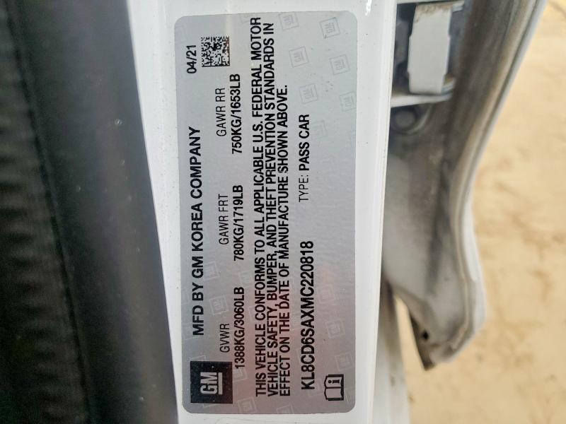 48665786 :رقم المزاد ، KL8CD6SAXMC220818 vin ، 2021 Chevrolet Spark مزاد بيع