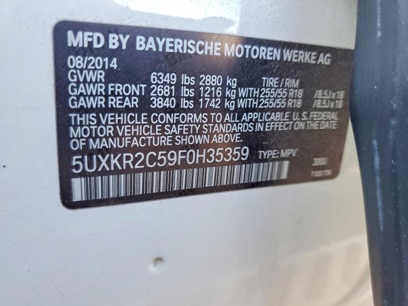 51462616 :رقم المزاد ، 5UXKR2C59F0H35359 vin ، 2015 Bmw X5 مزاد بيع