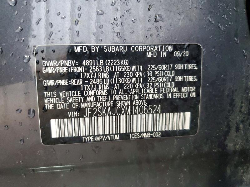 Продаж на аукціоні авто 2021 Subaru Forester, vin: JF2SKAJCXMH406524, номер лоту: 49573936