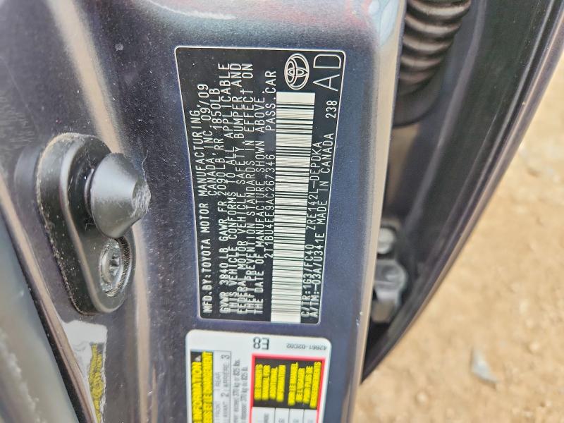 50093746 :رقم المزاد ، 2T1BU4EE9AC267346 vin ، 2010 Toyota Corolla مزاد بيع