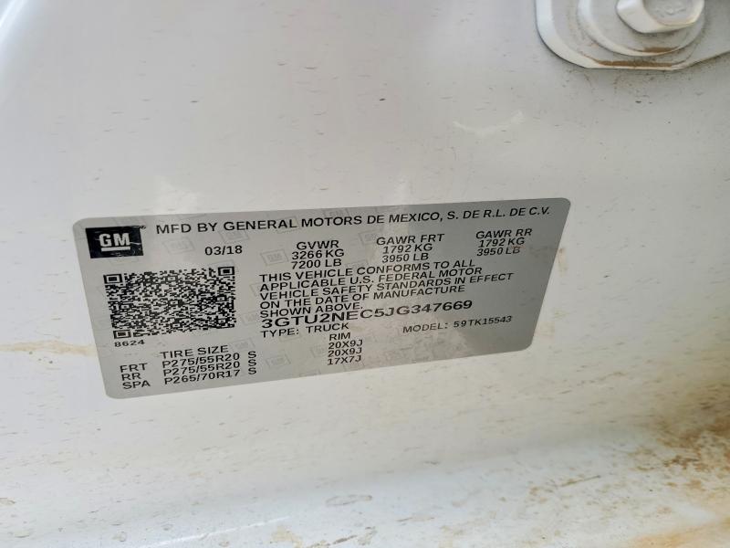 Продаж на аукціоні авто 2018 Gmc Sierra, vin: 3GTU2NEC5JG347669, номер лоту: 51423536