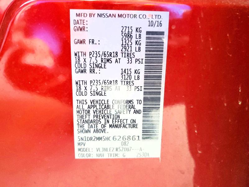 Продажа на аукционе авто 2017 Nissan Pathfinder, vin: 5N1DR2MM5HC626861, номер лота: 51618306