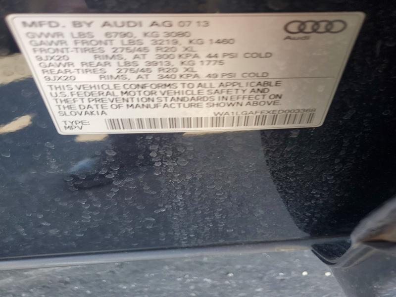 Продажа на аукционе авто 2014 Audi Q7, vin: WA1LGAFEXED003368, номер лота: 50780006