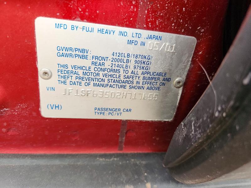 2002 Suba Forester მანქანა იყიდება აუქციონზე, vin: JF1SF63502H717655, აუქციონის ნომერი: 48365206