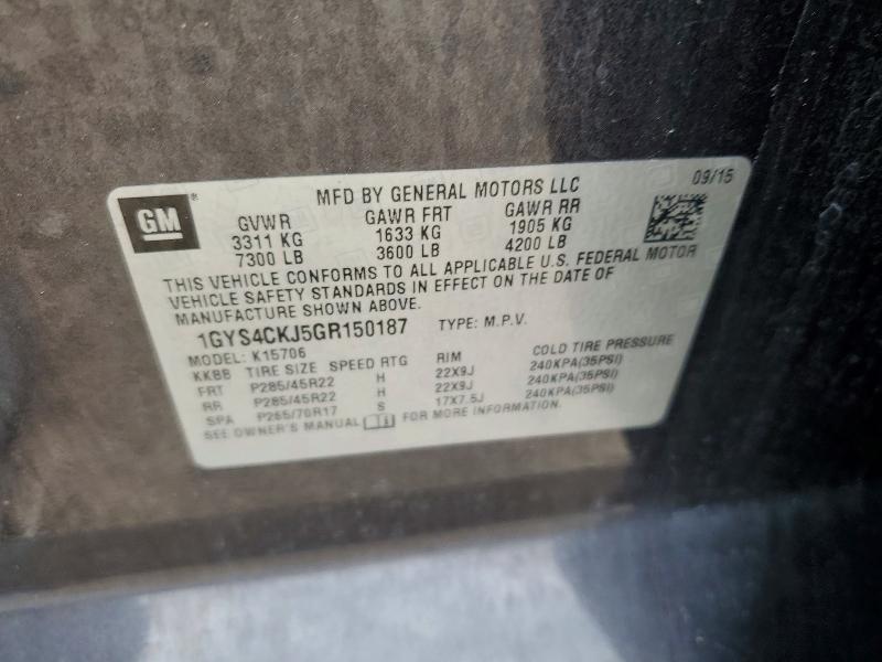 Aukcja sprzedaży 2016 Cadillac Escalade, vin: 1GYS4CKJ5GR150187, numer aukcji: 50824296