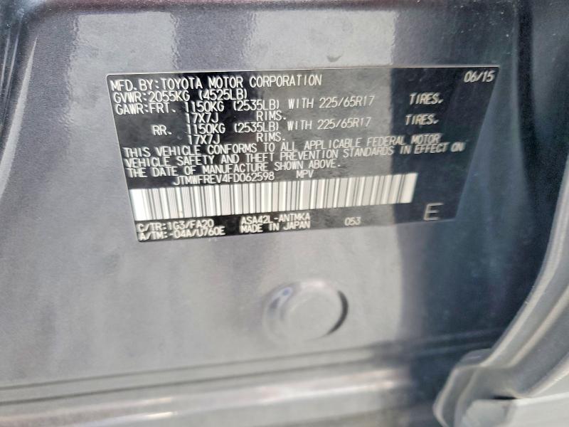 Aukcja sprzedaży 2015 Toyota Rav4, vin: JTMWFREV4FD062598, numer aukcji: 48315976