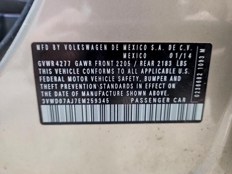 Aukcja sprzedaży 2014 Volkswagen Jetta, vin: 3VWD07AJ7EM259345, numer aukcji: 48465366