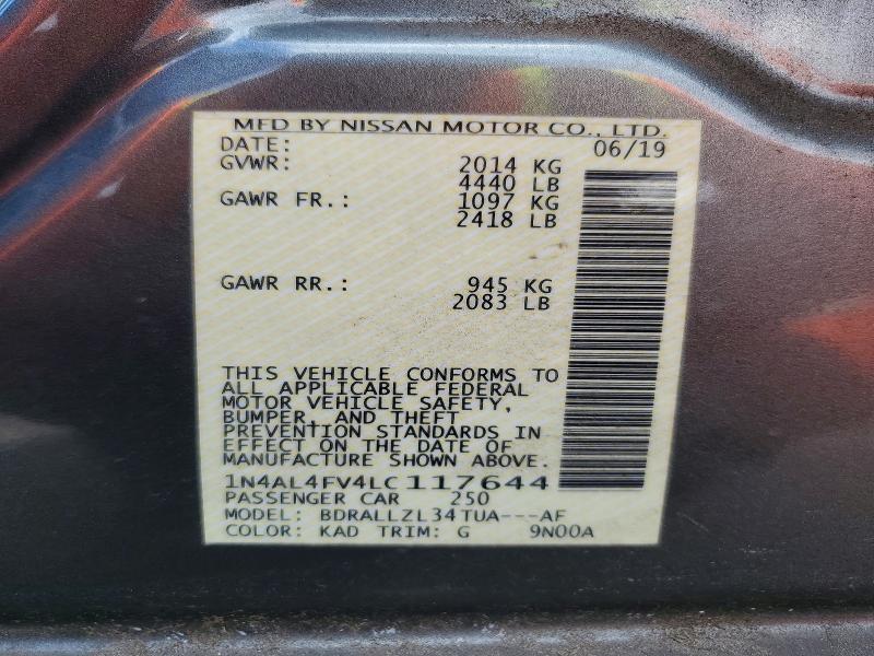 Aukcja sprzedaży 2020 Nissan Altima, vin: 1N4AL4FV4LC117644, numer aukcji: 50272856
