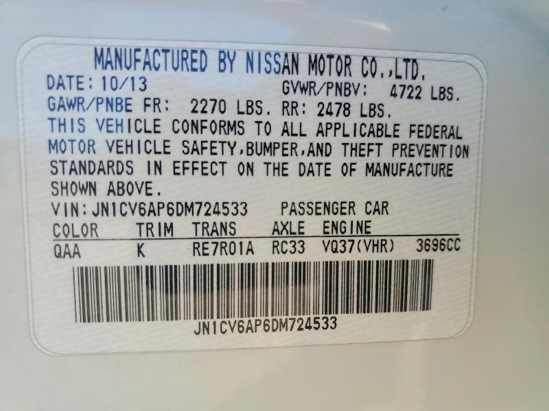 Продажа на аукционе авто 2013 Infiniti G37 Sedan, vin: JN1CV6AP6DM724533, номер лота: 46710726
