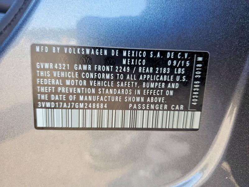 Aukcja sprzedaży 2016 Volkswagen Jetta, vin: 3VWD17AJ7GM248684, numer aukcji: 50163636