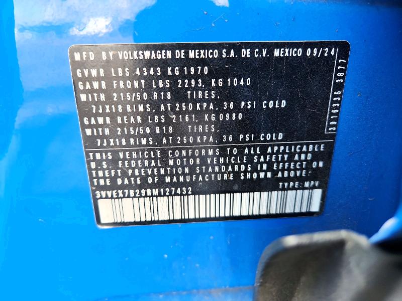 Продажа на аукционе авто 2024 Volkswagen Taos, vin: 3VVEX7B29RM127432, номер лота: 51530636