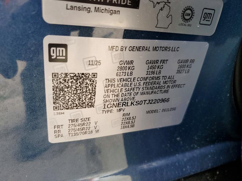 Продаж на аукціоні авто 2026 Chevrolet Traverse, vin: 1GNERLKS0TJ220966, номер лоту: 48109916