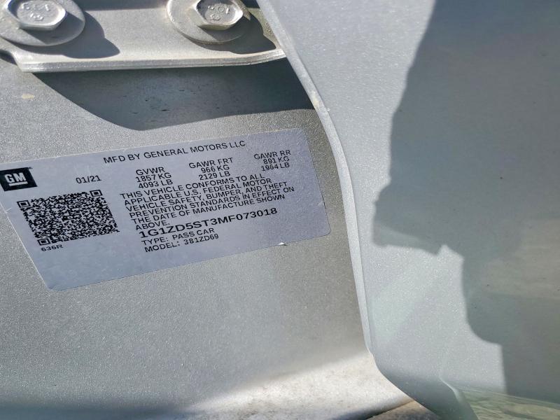 Auction sale of the 2021 Chevrolet Malibu, vin: 1G1ZD5ST3MF073018, lot number: 50490446