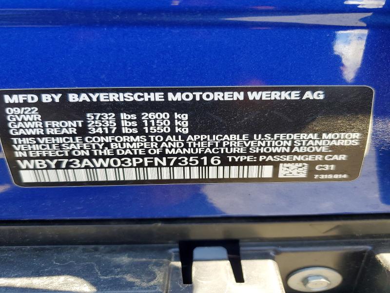 Aukcja sprzedaży 2023 Bmw I4, vin: WBY73AW03PFN73516, numer aukcji: 49513706