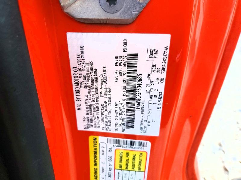 Aukcja sprzedaży 2015 Ford Mustang, vin: 1FA6P8CF5F5340685, numer aukcji: 48354376