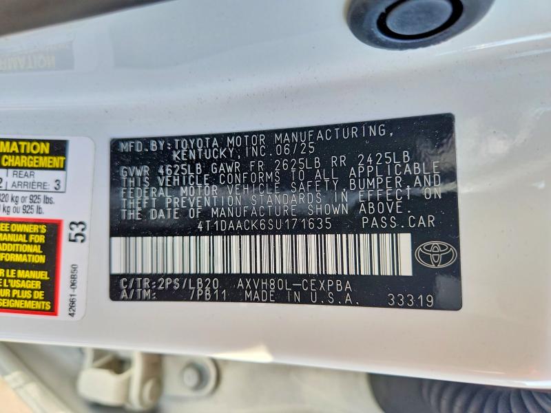 Продажа на аукционе авто 2025 Toyota Camry, vin: 4T1DAACK6SU171635, номер лота: 52208556