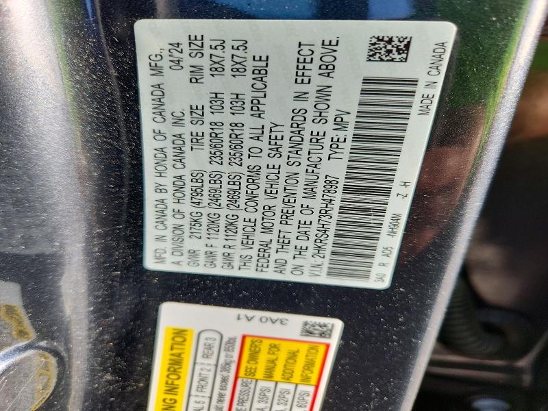 48422506 :رقم المزاد ، 2HKRS4H73RH478987 vin ، 2024 Honda Cr-v مزاد بيع