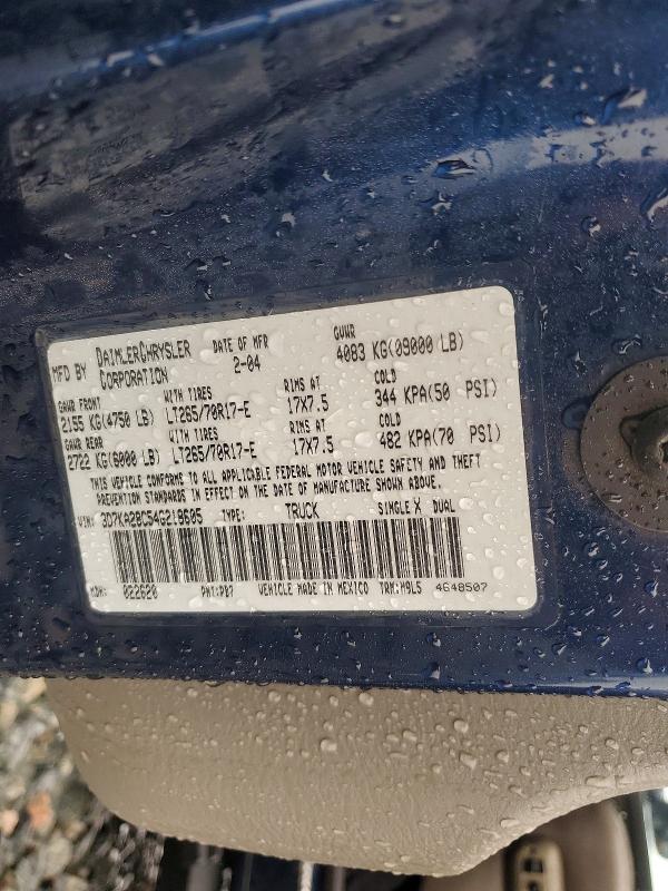 Продаж на аукціоні авто 2004 Dodge Ram 2500, vin: 3D7KA28C54G218605, номер лоту: 48106726