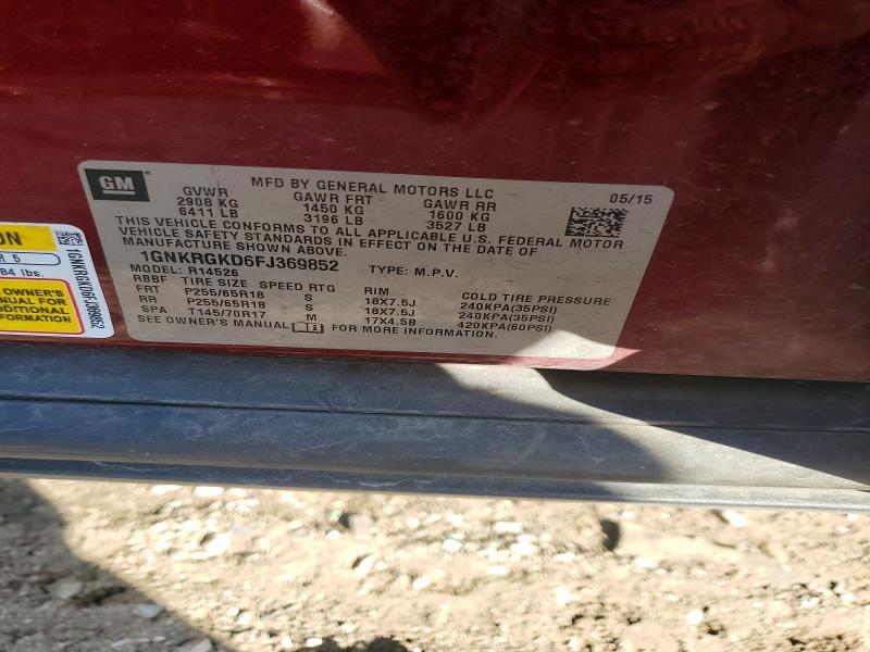 Auction sale of the 2015 Chevrolet Traverse, vin: 1GNKRGKD6FJ369852, lot number: 50772756