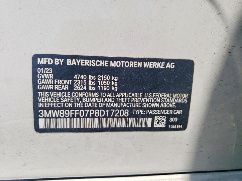 51074086 :رقم المزاد ، 3MW89FF07P8D17208 vin ، 2023 Bmw 330xi مزاد بيع