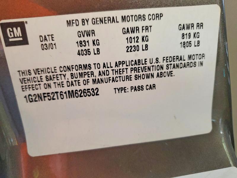 2001 Pontiac Grand Am მანქანა იყიდება აუქციონზე, vin: 1G2NF52T61M626532, აუქციონის ნომერი: 49850766