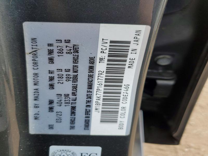 Aukcja sprzedaży 2023 Mazda 3, vin: JM1BPAK77P1617792, numer aukcji: 50972506