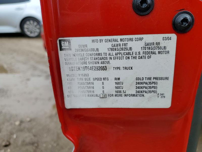 49301876 :رقم المزاد ، 1GTEK19T64E292653 vin ، 2004 Gmc New Sierra مزاد بيع
