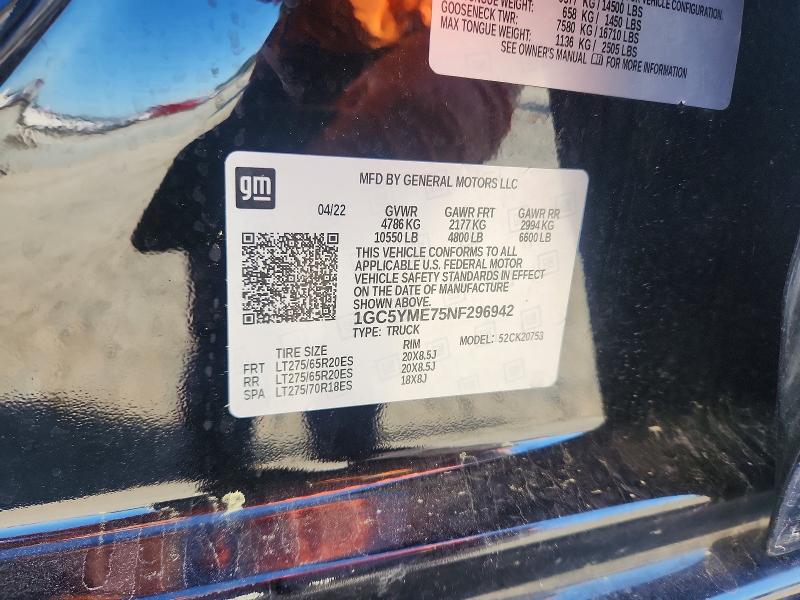 Aukcja sprzedaży 2022 Chevrolet Silverado, vin: 1GC5YME75NF296942, numer aukcji: 50465066