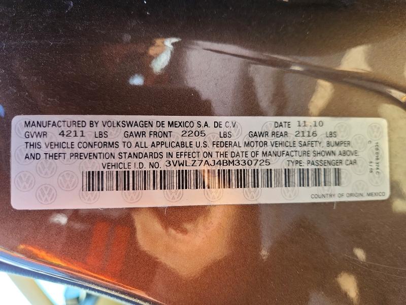 Продажа на аукционе авто 2011 Volkswagen Jetta, vin: 3VWLZ7AJ4BM330725, номер лота: 50972386