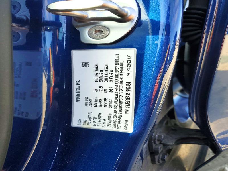 49001666 :رقم المزاد ، 5YJ3E1EA3SF962884 vin ، 2025 Tesla Model 3 مزاد بيع