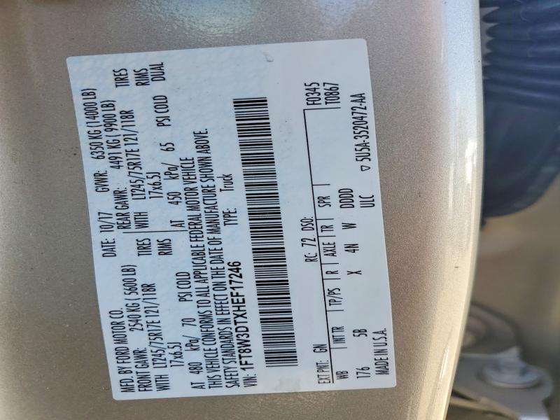 Продажа на аукционе авто 2017 Ford F350, vin: 1FT8W3DTXHEF17246, номер лота: 51863446